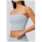 Custom Yoga bra|Wholesale Striped strapless sleeveless off-the-shoulder form-fitting yoga tank top