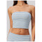 Custom Yoga bra|Wholesale Striped strapless sleeveless off-the-shoulder form-fitting yoga tank top