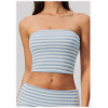 Custom Yoga bra|Wholesale Striped strapless sleeveless off-the-shoulder form-fitting yoga tank top
