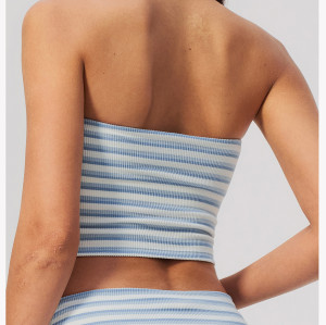 Custom Yoga bra|Wholesale Striped strapless sleeveless off-the-shoulder form-fitting yoga tank top