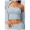 Custom Yoga bra|Wholesale Striped strapless sleeveless off-the-shoulder form-fitting yoga tank top