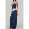 Custom Yoga Sets|Supplier of  High-waisted, quick-dry yoga set featuring a color-block halter top