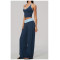 Custom Yoga Sets|Supplier of  High-waisted, quick-dry yoga set featuring a color-block halter top