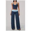 Custom Yoga Sets|Supplier of  High-waisted, quick-dry yoga set featuring a color-block halter top