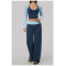 Custom Yoga Sets|Supplier of  3-Piece Yoga Set V-Neck Halter-Style Long-Sleeve Color-Block Yoga Top