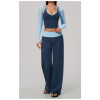Custom Yoga Sets|Supplier of 3-Piece Yoga Set V-Neck Halter-Style Long-Sleeve Color-Block Yoga Top