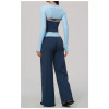 Custom Yoga Sets|Supplier of 3-Piece Yoga Set V-Neck Halter-Style Long-Sleeve Color-Block Yoga Top