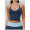 Custom Yoga Vest|Wholesale Color-block V-neck halter yoga tank top with built-in pads for fitness