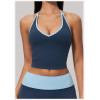 Custom Yoga Vest|Wholesale Color-block V-neck halter yoga tank top with built-in pads for fitness