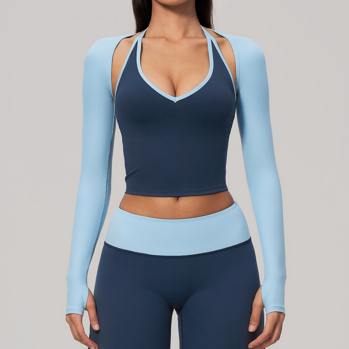 Custom long-sleeved sweatshirt |Wholesale Long-sleeve open-back yoga shrug/cover-up for outdoor