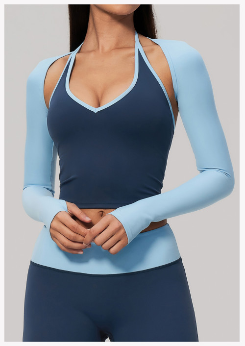 Custom long-sleeved sweatshirt |Wholesale Long-sleeve open-back yoga shrug/cover-up for outdoor