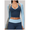 Custom long-sleeved sweatshirt |Wholesale Long-sleeve open-back yoga shrug/cover-up for outdoor