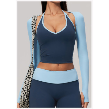 Custom long-sleeved sweatshirt |Wholesale Long-sleeve open-back yoga shrug/cover-up for outdoor