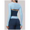 Custom long-sleeved sweatshirt |Wholesale Long-sleeve open-back yoga shrug/cover-up for outdoor