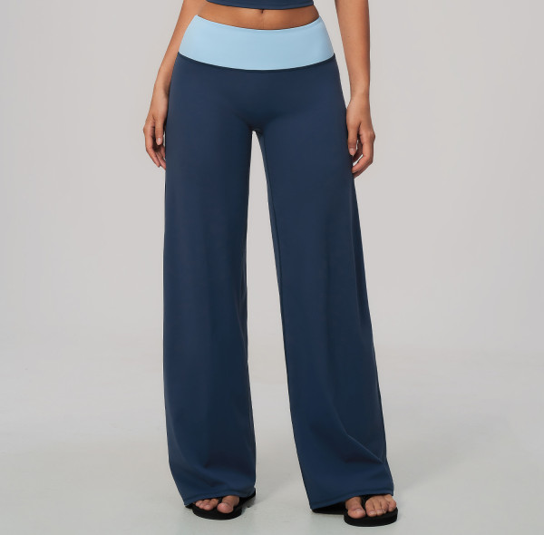 Custom yoga leggings|Wholesale Color-block waistband casual-chic flared yoga pants