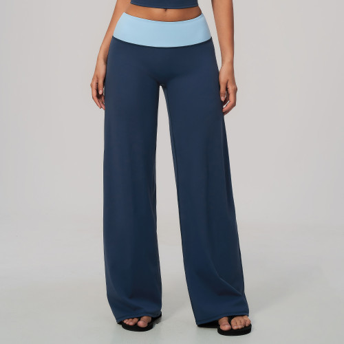 Custom yoga leggings|Wholesale Color-block waistband casual-chic flared yoga pants