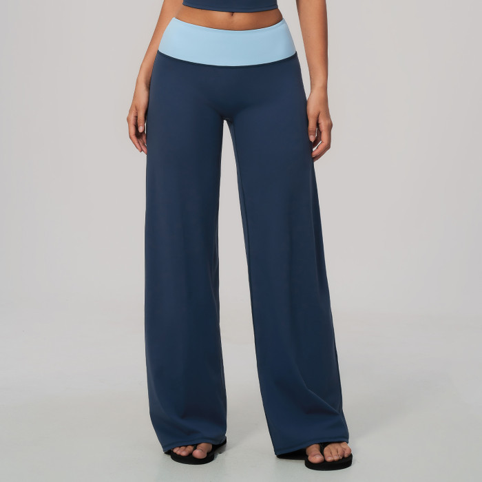 Custom yoga leggings|Wholesale Color-block waistband casual-chic flared yoga pants