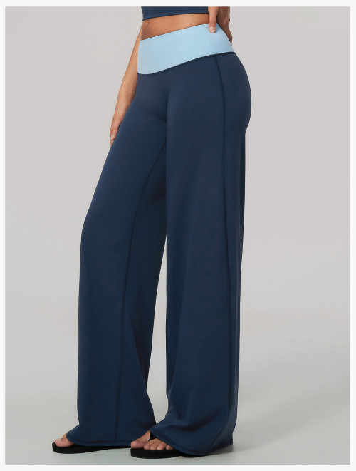 Custom yoga leggings|Wholesale Color-block waistband casual-chic flared yoga pants