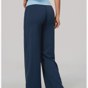 Custom yoga leggings|Wholesale Color-block waistband casual-chic flared yoga pants