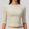 Custom long-sleeved sweatshirt |Wholesale High-stretch off-the-shoulder mid-sleeve yoga running top