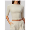Custom long-sleeved sweatshirt |Wholesale High-stretch off-the-shoulder mid-sleeve yoga running top