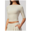 Custom long-sleeved sweatshirt |Wholesale High-stretch off-the-shoulder mid-sleeve yoga running top
