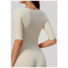 Custom long-sleeved sweatshirt |Wholesale High-stretch off-the-shoulder mid-sleeve yoga running top
