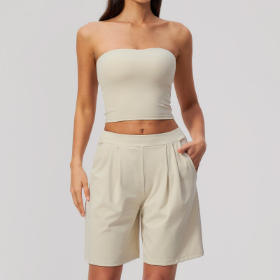 Custom Yoga Sets|Supplier of Breathable and stylish strapless yoga tank top for sports and fitness