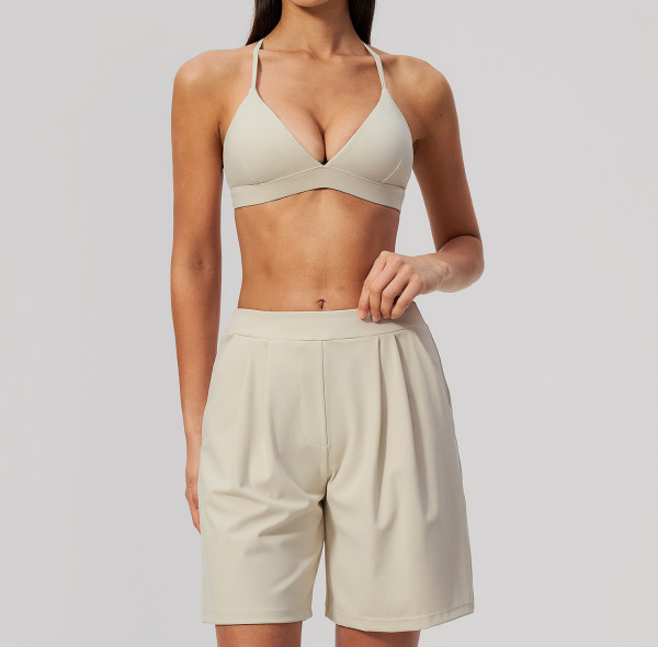 Custom Yoga Sets|Supplier of Casual High-Waisted Yoga Set with Spaghetti Straps and V-Neck