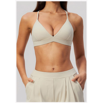 Custom Yoga bra|Wholesale V-neck form-fitting quick-dry yoga bra running or wearing as an outer top