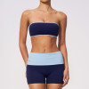 Custom Yoga Sets|Supplier of  Color-block yoga set featuring tube top butt-lifting tummy-control