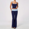 Custom Yoga Sets|Supplier of High-waisted fold-over yoga set featuring sports tank top and legging