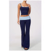 Custom Yoga Sets|Supplier of High-waisted fold-over yoga set featuring sports tank top and legging