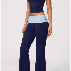 Custom Yoga Sets|Supplier of  High-waisted fold-over yoga set featuring sports tank top and legging