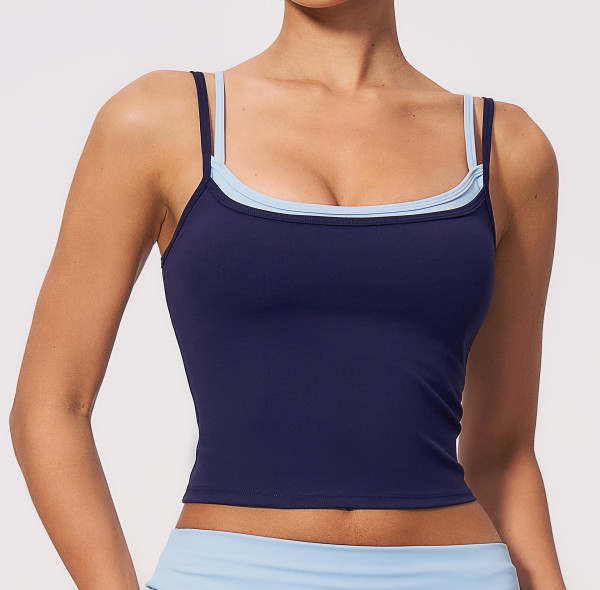 Custom Yoga Vest|Wholesale Quick-dry yoga tank top with color-block design for running and fitness