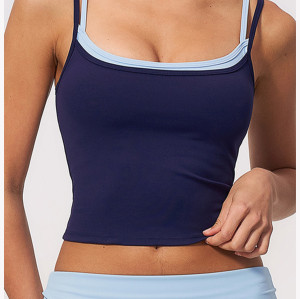 Custom Yoga Vest|Wholesale Quick-dry yoga tank top with color-block design for running and fitness