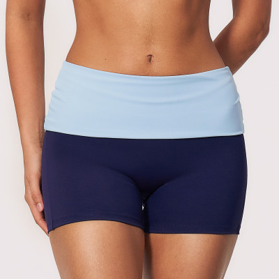 Custom Sports Shorts|Wholesale Women's High-Waisted Color-Block Yoga Shorts for Fitness and Running