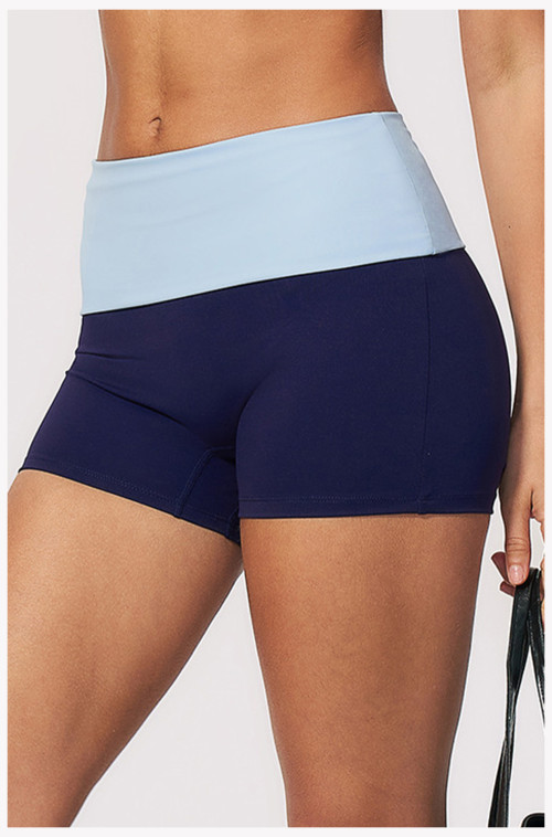 Custom Sports Shorts|Wholesale Women's High-Waisted Color-Block Yoga Shorts for Fitness and Running