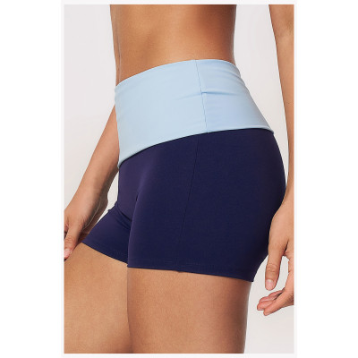 Custom Sports Shorts|Wholesale Women's High-Waisted Color-Block Yoga Shorts for Fitness and Running