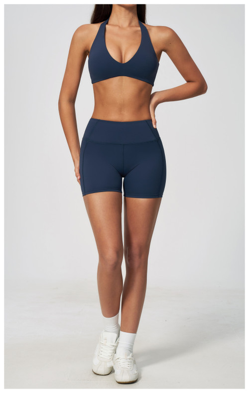 Custom Yoga Sets|Supplier of  New Women Sports Set Halter-Neck Open-Back Tummy-Control Running Gear