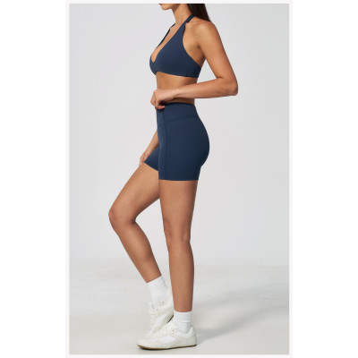 Custom Yoga Sets|Supplier of  New Women Sports Set Halter-Neck Open-Back Tummy-Control Running Gear