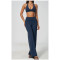 Custom Yoga Sets|Supplier of  Yoga Set Halter-Neck Tank Top Built-in Pads&Casual Flared Leggings