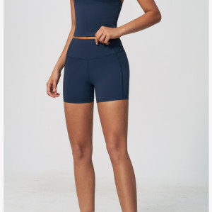 Conjuntos de yoga personalizados | Proveedor de ropa de yoga de moda con cintura alta y cuello halter en V profunda para deportes al aire libre