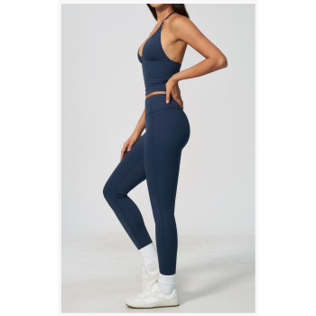 Custom Yoga Sets|Supplier of  New Women's High-Stretch Tummy-Control Yoga Set with Halter-Neck Top