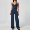 Custom Yoga Sets|Supplier of  yoga with deep V-neck sweat-wicking breathable stylish flared Leggings