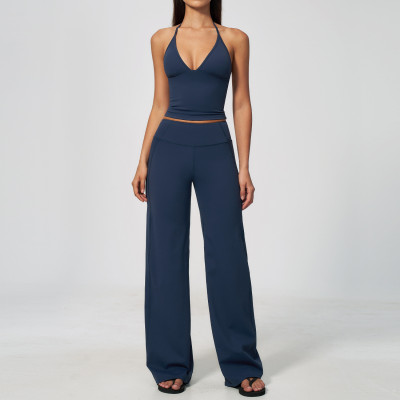 Custom Yoga Sets|Supplier of  yoga with deep V-neck sweat-wicking breathable stylish flared Leggings