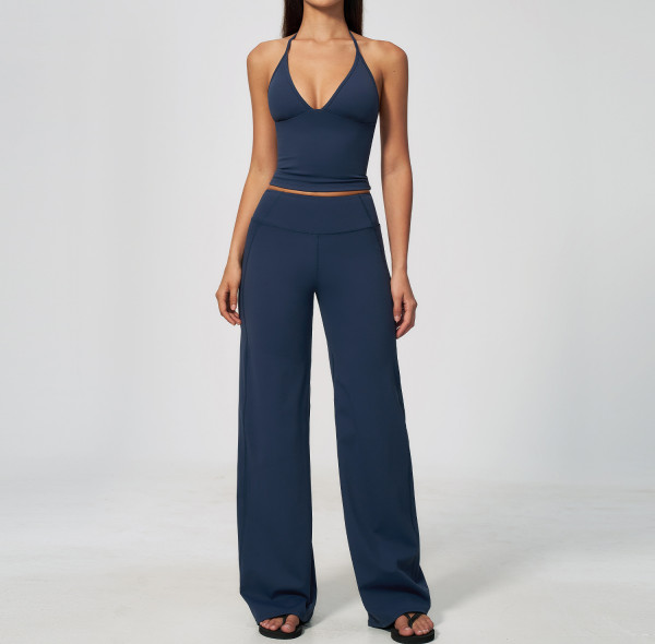 Custom Yoga Sets|Supplier of yoga with deep V-neck sweat-wicking breathable stylish flared Leggings