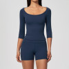 Custom Yoga Sets|Supplier of  Two-piece yoga set elbow-length sleeves—quick-drying and breathable