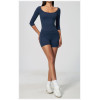 Custom Yoga Sets|Supplier of  Two-piece yoga set elbow-length sleeves—quick-drying and breathable
