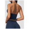 Custom Yoga Vest|Wholesale Halter-neck deep-V sports bra with open-back design for shaping fitness
